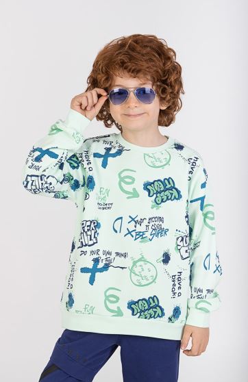 بلوز فاینریب آستین افتاده تمام چاپ