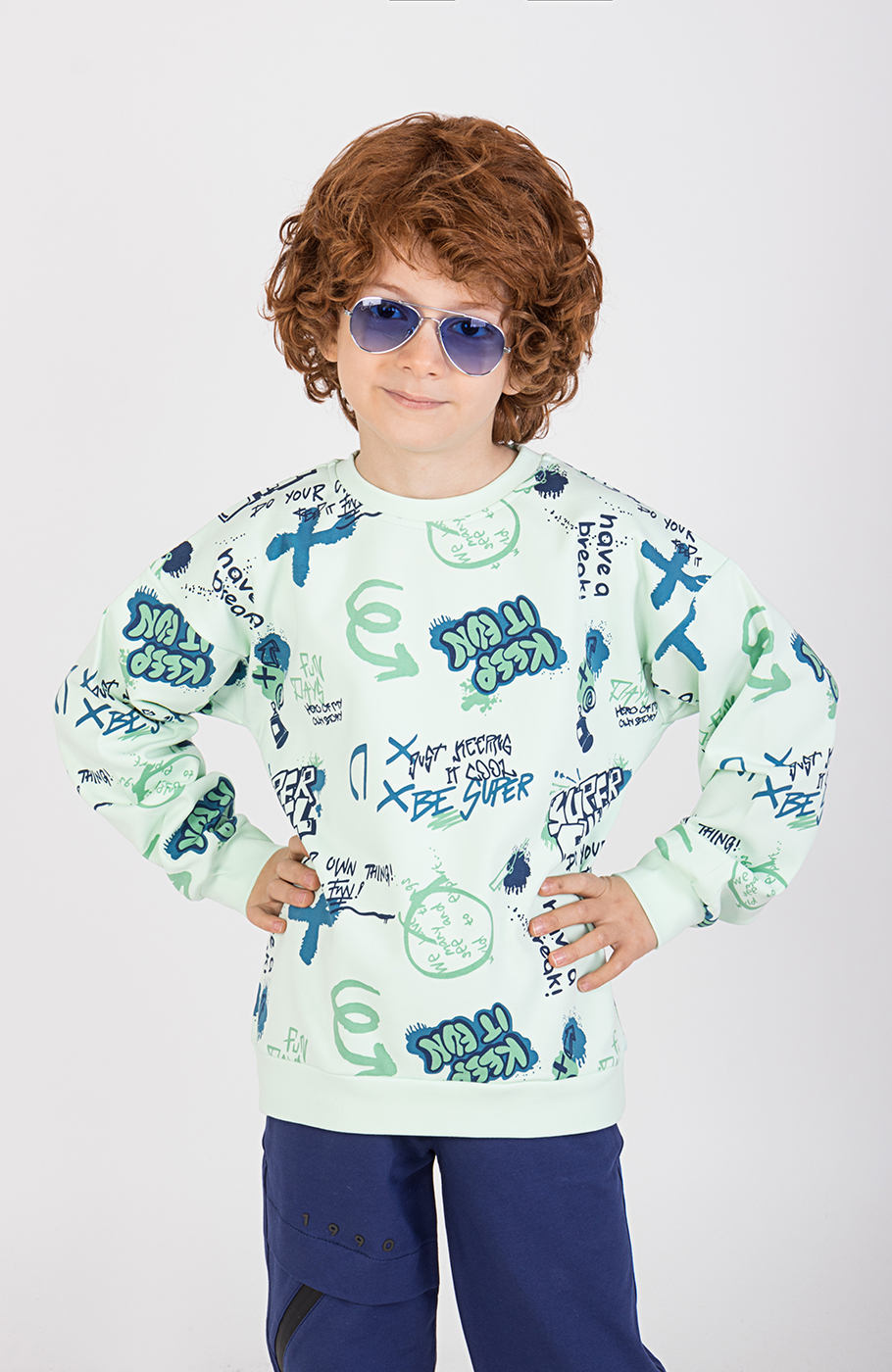 بلوز فاینریب آستین افتاده تمام چاپ