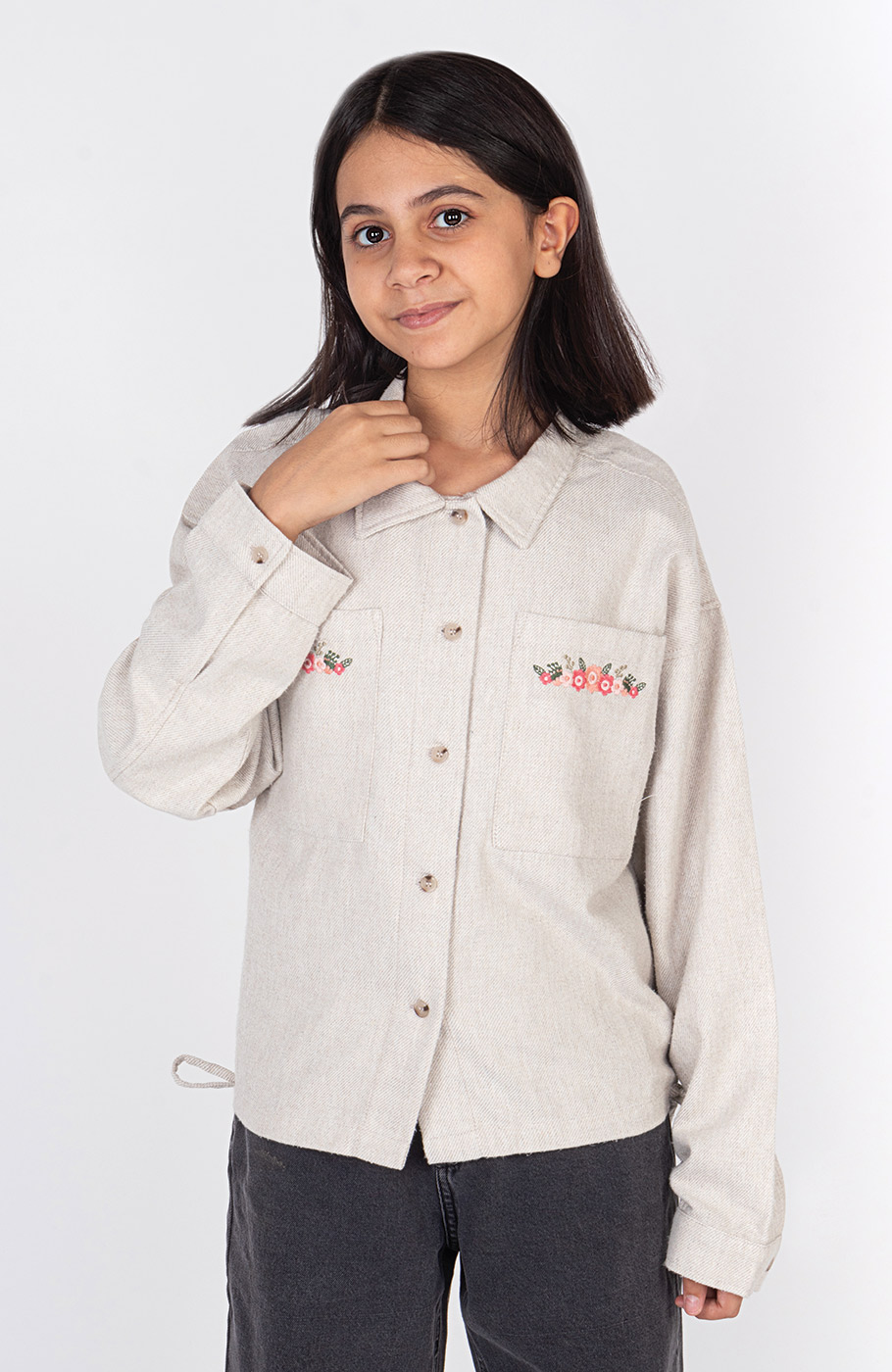 شومیز فلانل کج راه آستین بلند دمپا گت دار