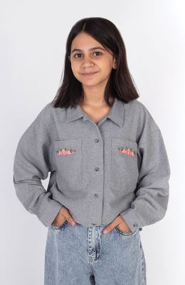 شومیز فلانل کج راه آستین بلند دمپا گت دار