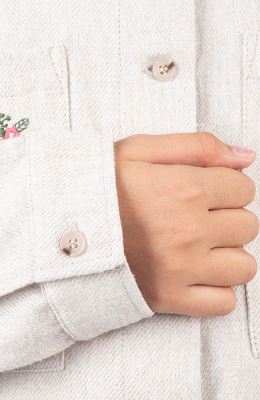 شومیز فلانل کج راه آستین بلند دمپا گت دار