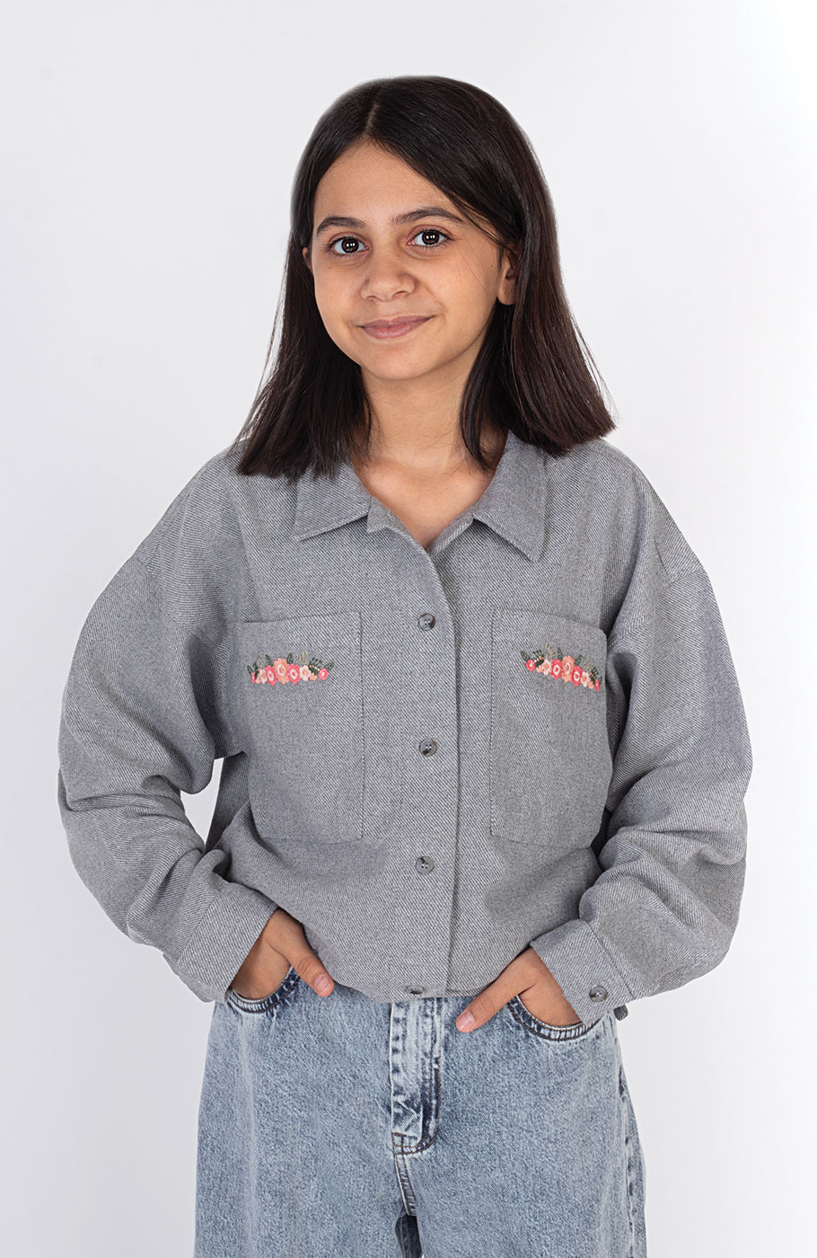 شومیز فلانل کج راه آستین بلند دمپا گت دار