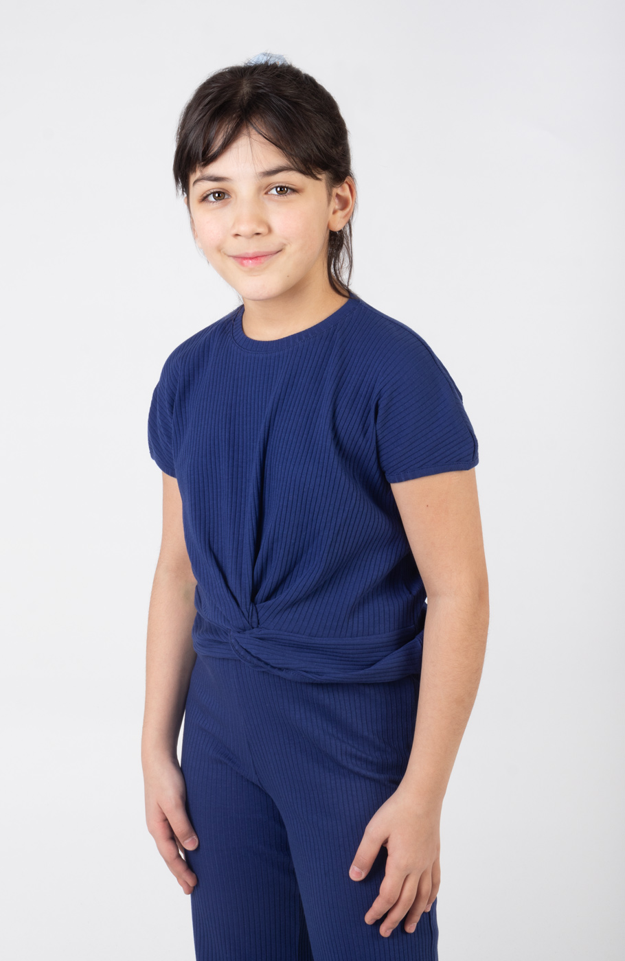 تیشرت پنبه لایکرا سوزن خالی گره‏ای(ست با کد10578)