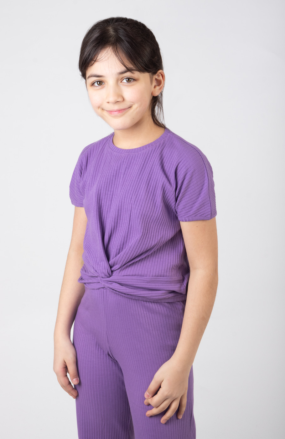 تیشرت پنبه لایکرا سوزن خالی گره‏ای(ست با کد10580)