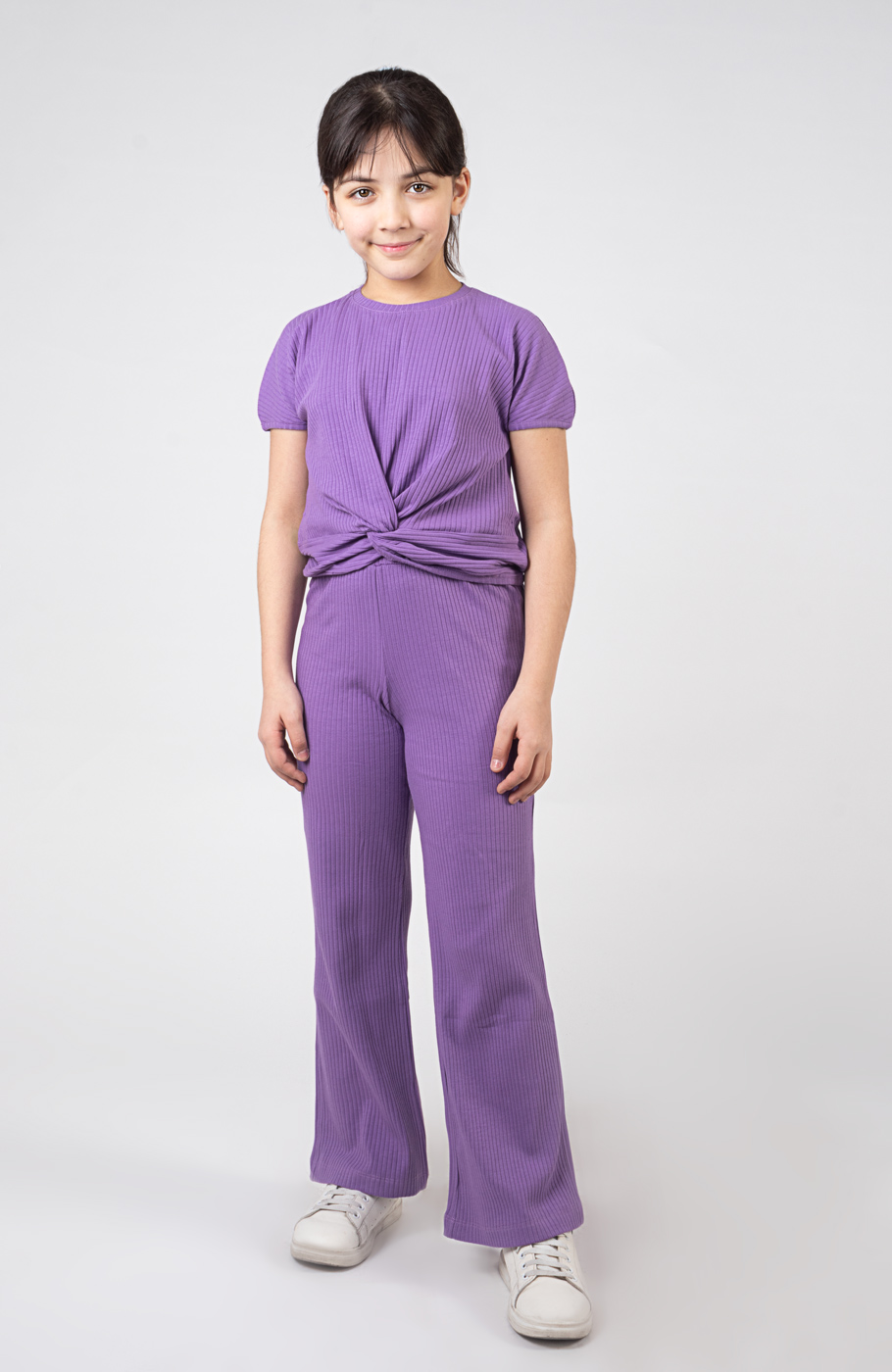 تیشرت پنبه لایکرا سوزن خالی گره‏ای(ست با کد10580)