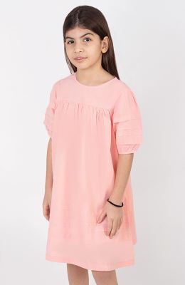 پیراهن پوپلین آستین کوتاه پیلی دار