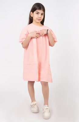 پیراهن پوپلین آستین کوتاه پیلی دار