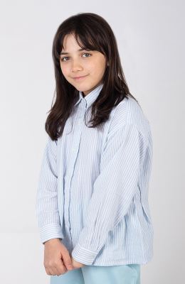 شومیز ساده بافت راه راه آستین بلند