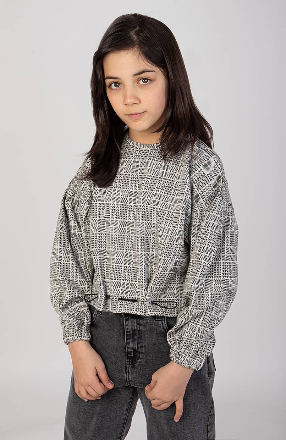 بلوز ژاکارد پیچازی پیش گت دار