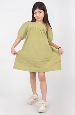 پیراهن پوپلین آستین کوتاه پیلی دار