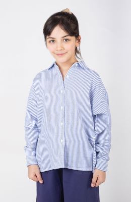 شومیز ساده بافت راه راه آستین بلند