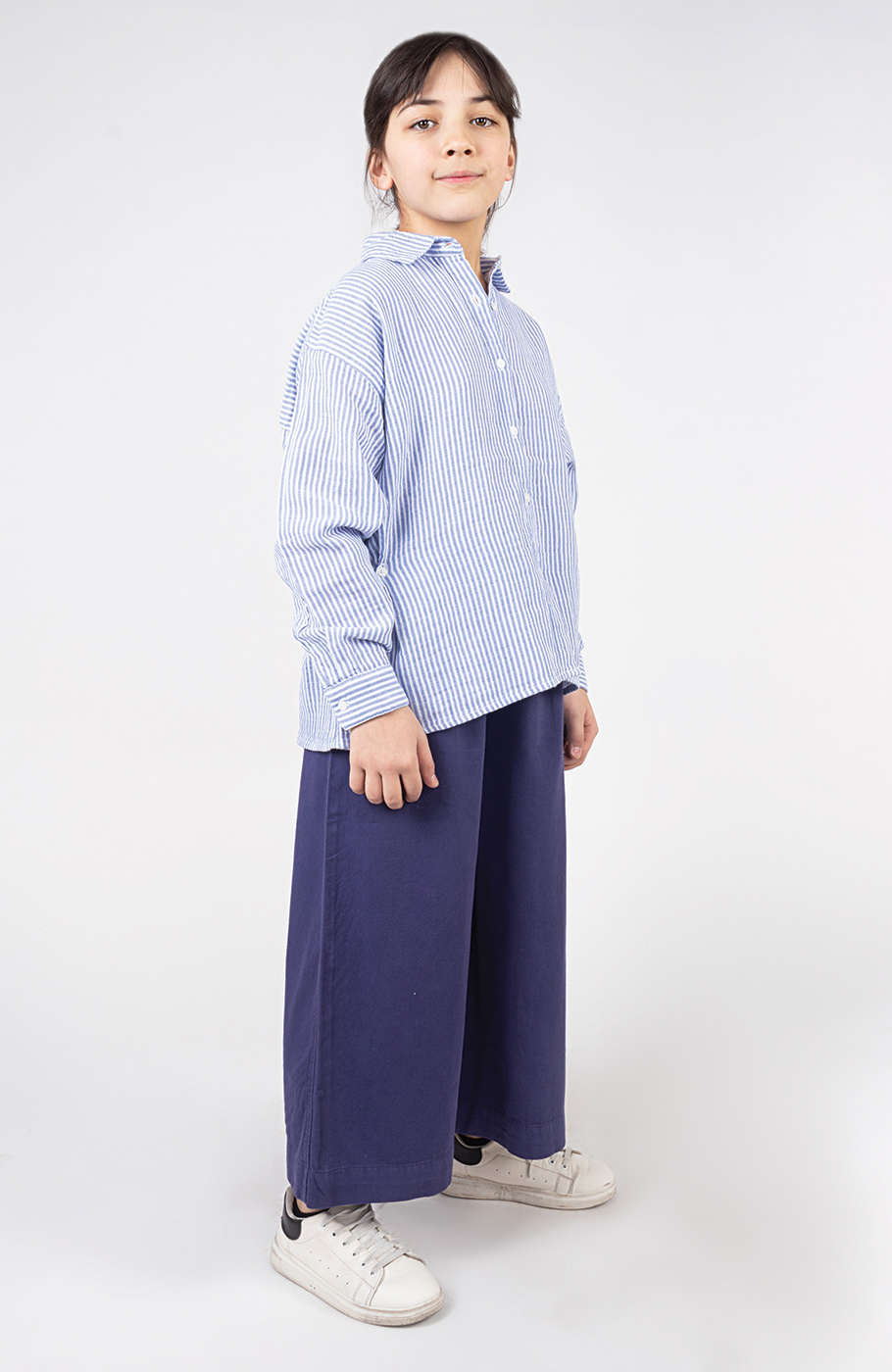 شومیز ساده بافت راه راه آستین بلند