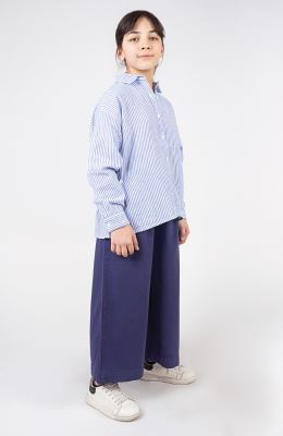 شومیز ساده بافت راه راه آستین بلند