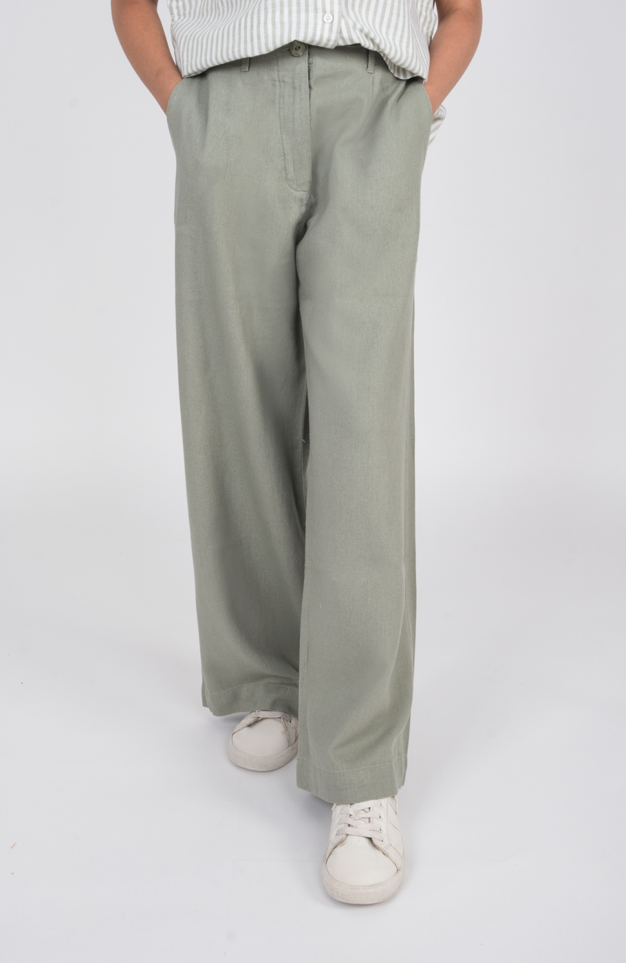 شلوار لینن پیلی دار