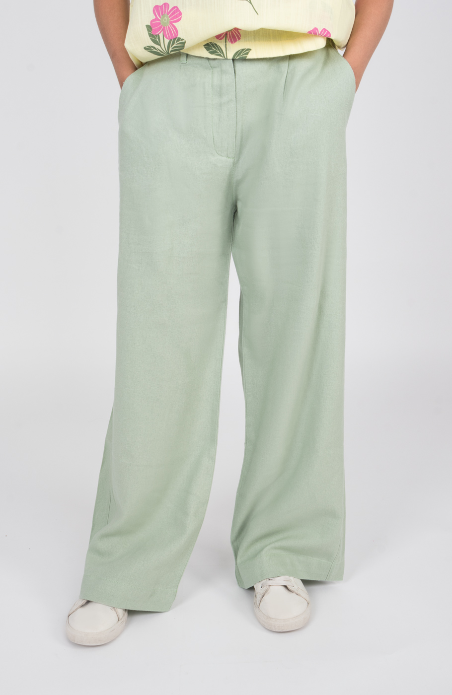 شلوار لینن پیلی دار