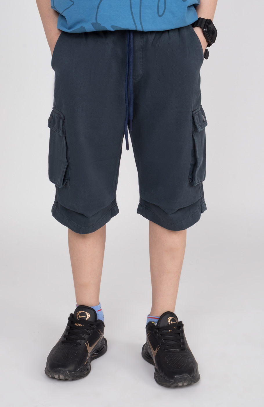 شلوارک کتان دمپا پیلی دار