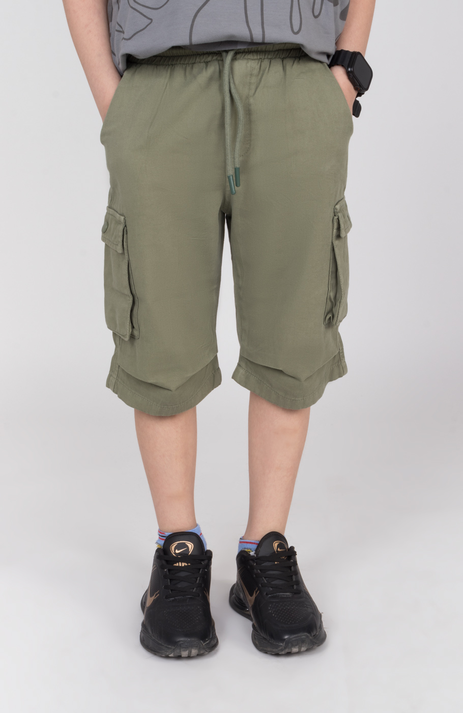 شلوارک کتان دمپا پیلی دار