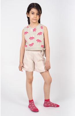 تاپ نیم تنه یکرولایکرا دمپا گره ای (ست با کد10612)