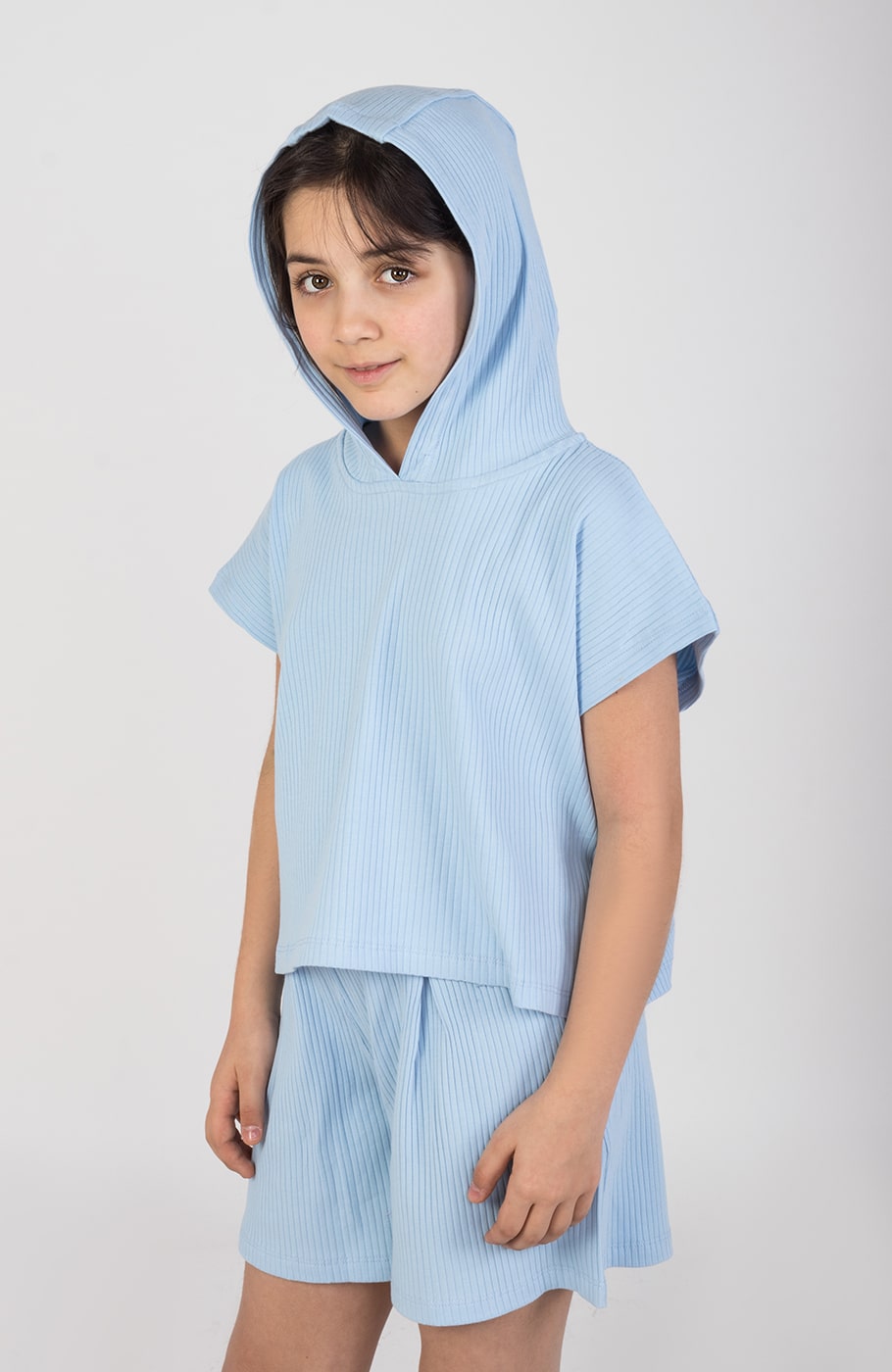 هودی پنبه لایکرا سوزن خالی آستین کوتاه(ست با10624)