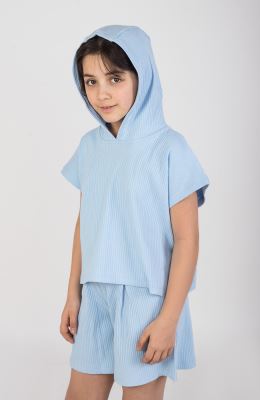 هودی پنبه لایکرا سوزن خالی آستین کوتاه(ست با10624)