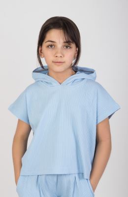 هودی پنبه لایکرا سوزن خالی آستین کوتاه(ست با10624)