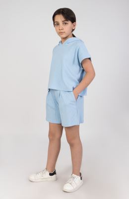 شلوارک پنبه لایکرا سوزن خالی پیلی دار(ست با10625)