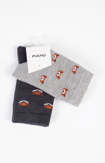 جوراب طرح خرس و روباه پک دوتایی