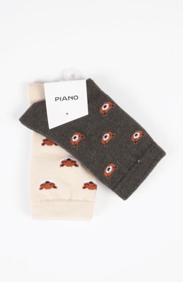 جوراب طرح خرس و روباه پک دوتایی