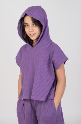 هودی پنبه لایکرا سوزن خالی آستین کوتاه(ست با10626)