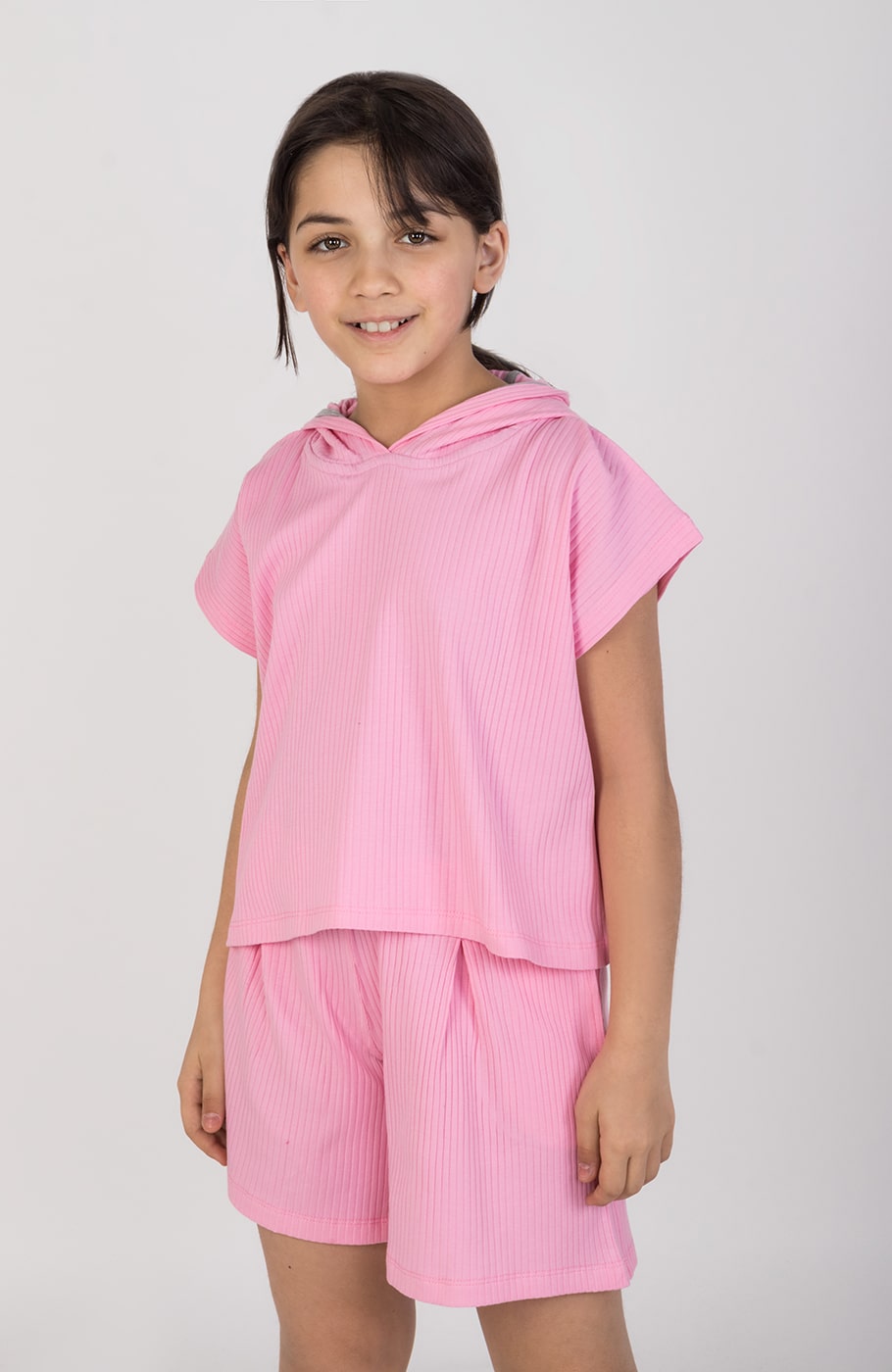 هودی پنبه لایکرا سوزن خالی آستین کوتاه(ست با10626)