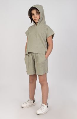 هودی پنبه لایکرا سوزن خالی آستین کوتاه(ست با10624)