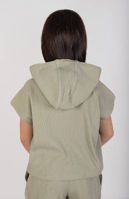 هودی پنبه لایکرا سوزن خالی آستین کوتاه(ست با10624)