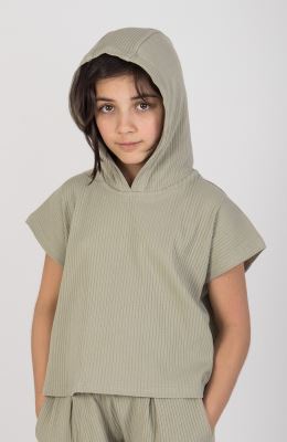 هودی پنبه لایکرا سوزن خالی آستین کوتاه(ست با10626)