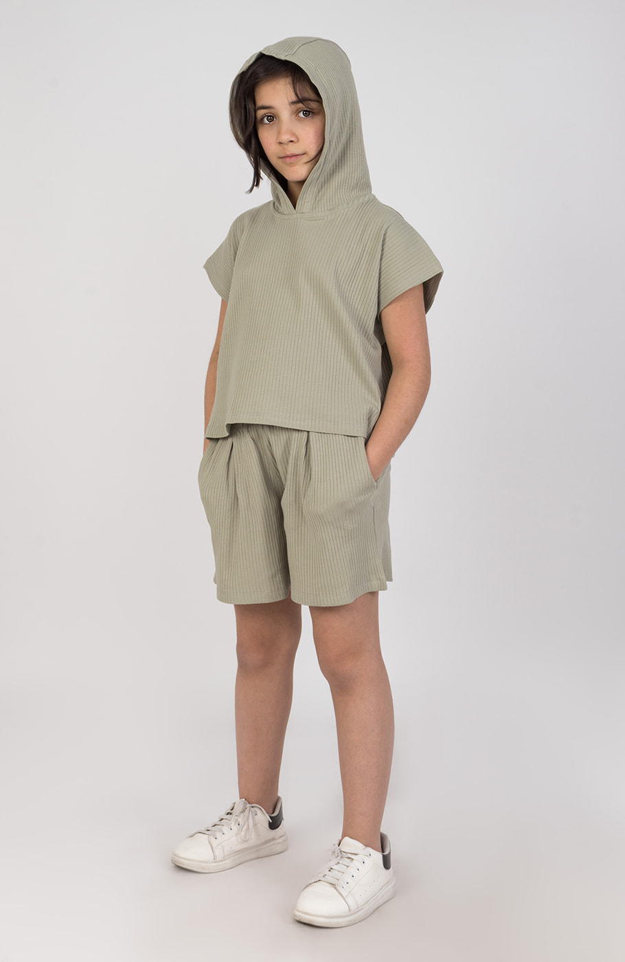 شلوارک پنبه لایکرا سوزن خالی پیلی دار(ست با10623)