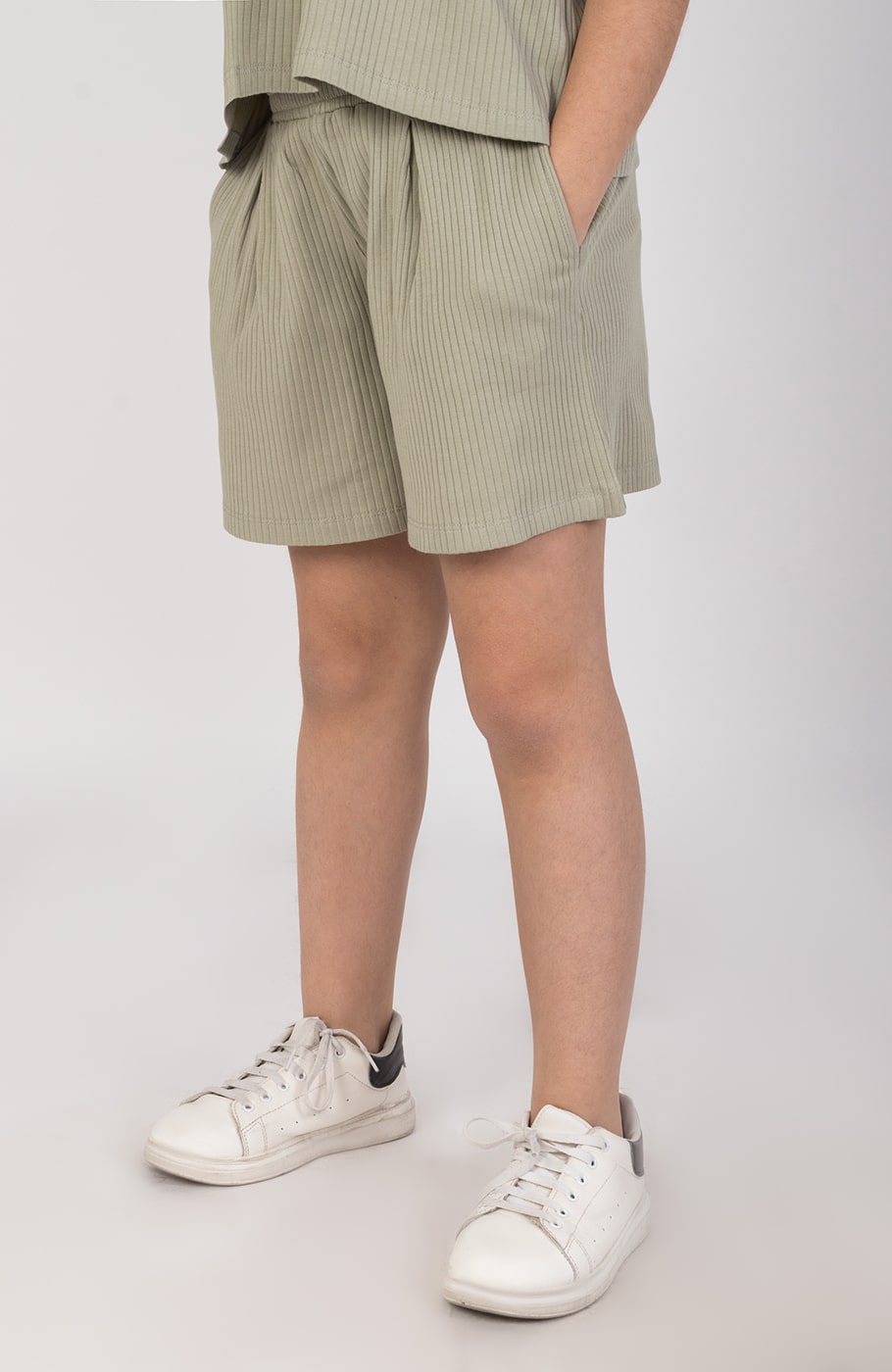 شلوارک پنبه لایکرا سوزن خالی پیلی دار(ست با10625)