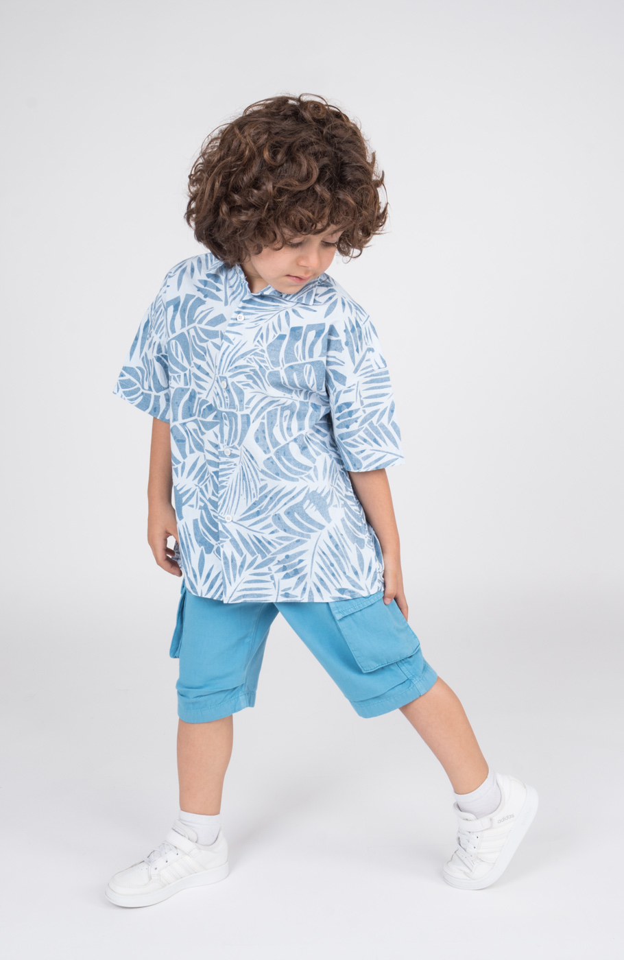 شومیز لینن اسلپ آستین کوتاه تمام چاپ