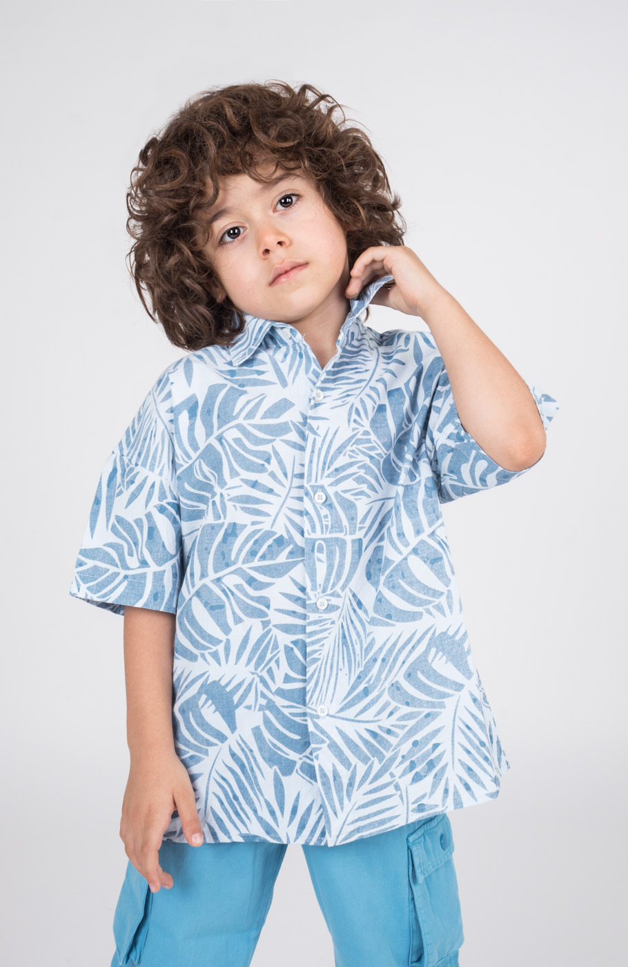 شومیز لینن اسلپ آستین کوتاه تمام چاپ