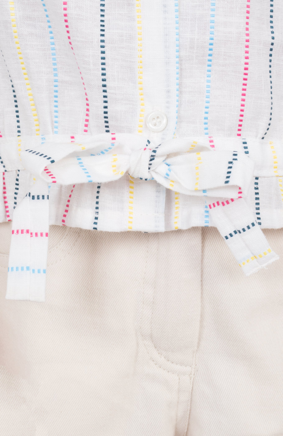 شومیز لینن راه راه آستین کوتاه