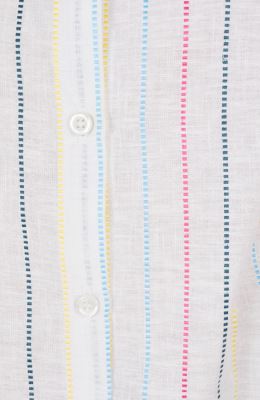 شومیز لینن راه راه آستین کوتاه