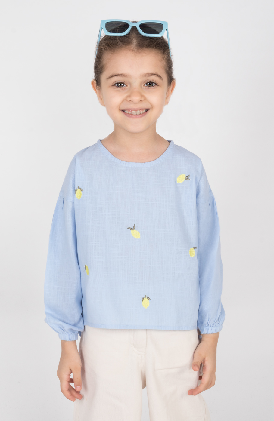 بلوز لینن اسلپ آستین مچ کش دار