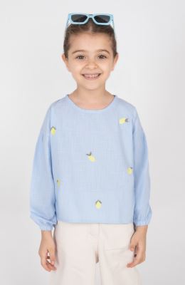 بلوز لینن اسلپ آستین مچ کش دار