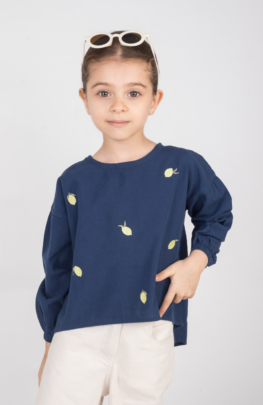 بلوز لینن اسلپ آستین مچ کش دار