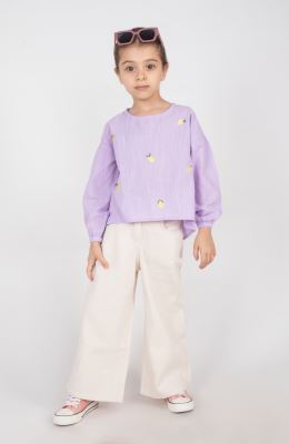 بلوز لینن اسلپ آستین مچ کش دار