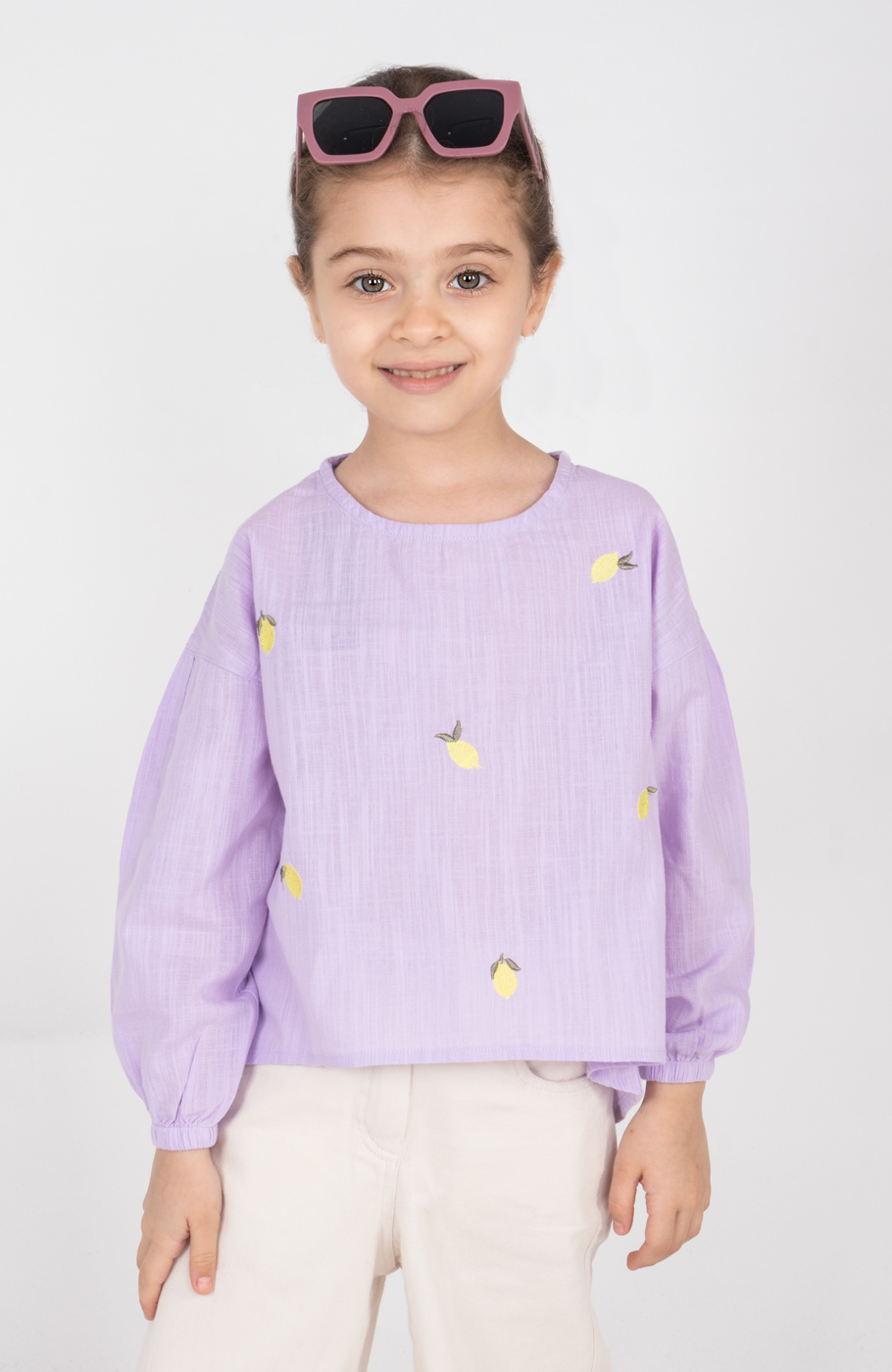 بلوز لینن اسلپ آستین مچ کش دار