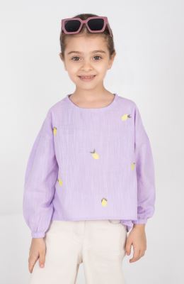 بلوز لینن اسلپ آستین مچ کش دار