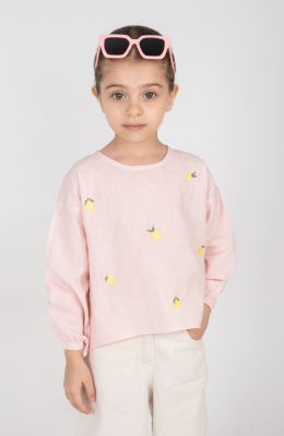 بلوز لینن اسلپ آستین مچ کش دار