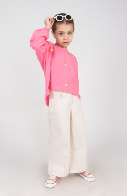 بلوز لینن اسلپ آستین مچ کش دار