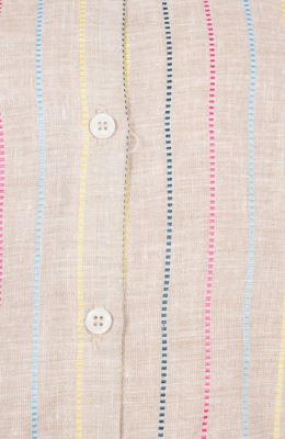 شومیز لینن راه راه آستین کوتاه