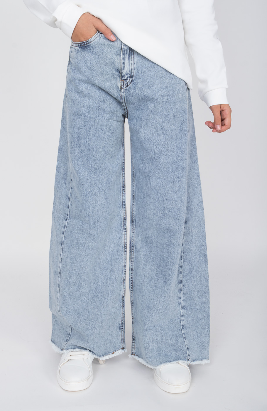 شلوار جین واید برش دار