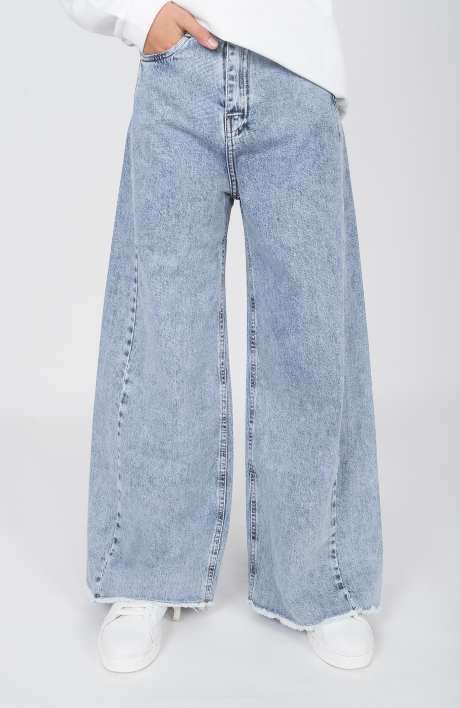 شلوار جین واید برش دار